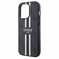 Guess 4G Printed Stripes MagSafe ümbris jaoks iPhone 15 Pro Max - must