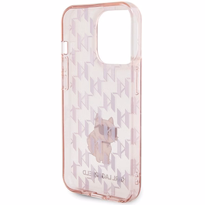 Karl Lagerfeld Monogram Choupette ümbris iPhone 15 Pro, roosa