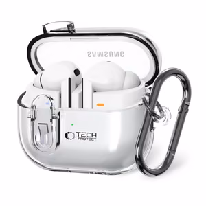 Tech-Protect FlexAir Ümbris with Carabiner jaoks Samsung Galaxy Buds 3 / 3 Pro - läbipaistev