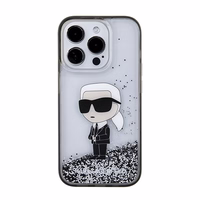 Karl Lagerfeld Liquid Glitter Ikonik ümbris jaoks iPhone 15 Pro - läbipaistev