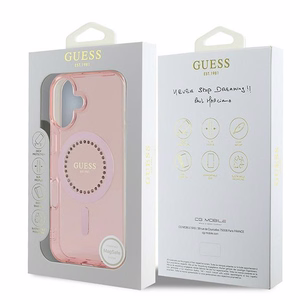 Guess IML Rhinestones MagSafe iPhone 16 Plus Ümbris - Roosa