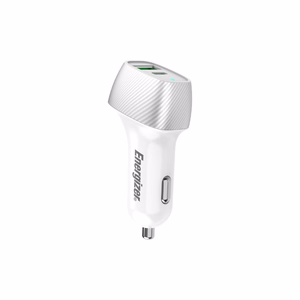 Energizer Ultimate D38WS autolaadija, USB-C + USB-A, 38 W PD + QC 3,0, valge ja hõbedane