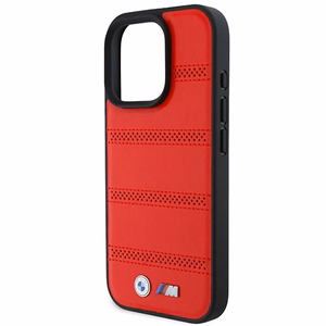 BMW M Perforated And Stitched Line MagSafe ümbris jaoks iPhone 16 Pro - punane