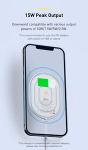 Baseus Induction Laadija LIGHT Magnetiline Iphone 12 koos tüüp C kaabel (WXQJ-02) valge