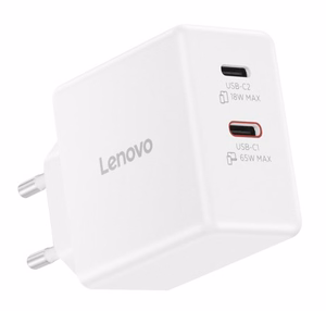 Lenovo Dual USB-C 65W GaN G0A6065WEU – kahe USB-C-pordiga GaN-laadija, 65 W