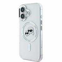 Karl Lagerfeld IML Metal Karl&Choupette Head MagSafe Ümbris jaoks iPhone 16 - valge