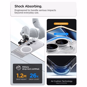 Spigen Ultra Hybrid S Mag MagSafe ümbris Samsung Galaxy S26+ - läbipaistev ja valge