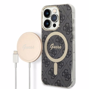 Guess GUBPP14LH4EACSK 4G Print MagSafe ümbrise ja laadija komplekt seadmele iPhone 14 Pro 6.1", must