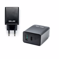 Beline võrgulaadija 1xUSB i 1xUSB-C 5A 18W must (ainult pea)