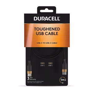 Кабель USB-C Duracell (DRU5010A) – 1 m, USB-C ↔ USB-C