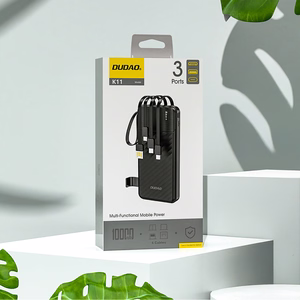 Dudao K11 10000mAh Powerbank with Built-in Cables - Black