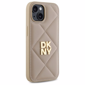 DKNY Quilted Stack Logo iPhone 15 Ümbris - Beige