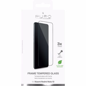 Puro Frame karastatud ekraanikaitseklaas seadmele Xiaomi Redmi Note 10, musta raamiga