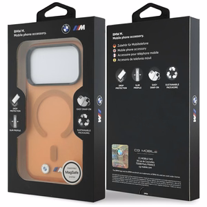 BMW M IML Frosted Metal Logo & Trims MagSafe ümbris mudelile iPhone 17 Pro / 18 Pro – oranž