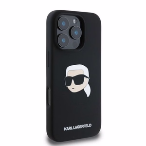 KARL LAGERFELD ümbris jaoks IPHONE 16 Pro Max compatible with MagSafe KLHMP16XSKHPPLK (Sil KL Head Print) must