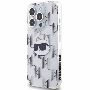 Karl Lagerfeld IML Choupette Head & Monogram ümbris jaoks iPhone 15 Pro - läbipaistev