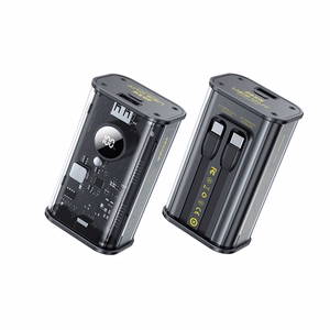 WEKOME WP-345 Vanguard Series akupank, 10000 mAh, PD 20 W + QC 22,5 W, sisseehitatud USB-C- ja Lightning-kaablitega, must