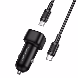 Автомобильное зарядное устройство Borofone BZ34B Cloud USB Type-C QC 3.0 PD 38W с кабелем Type-C чёрный