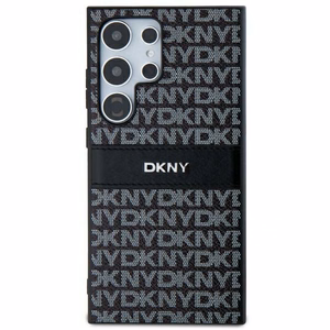 DKNY Leather Mono Stripe & Metal Logo ümbris jaoks Samsung Galaxy S24 Ultra - must