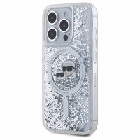 Karl Lagerfeld Liquid Glitter Karl & Choupette Head Magsafe Ümbris jaoks iPhone 15 Pro Max - Clear
