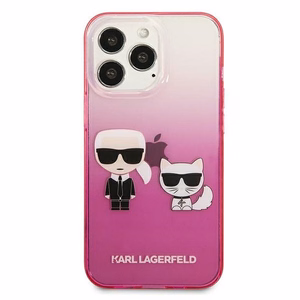 Чехол Karl Lagerfeld для iPhone 13 Pro KLHCP13LTGKCP (K Choupette Centered) градиент розовый