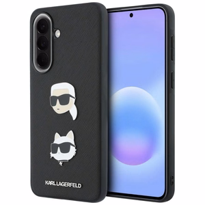 Karl Lagerfeld ümbris Karl&Choupette Heads Pins&Logo kujundusega Samsung Galaxy A37 5G jaoks, must