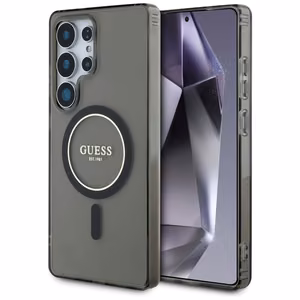 GUESS ümbris jaoks SAMSUNG S25 Ultra GUHMS25LHFGEREK (Magnetic IML Glitter Circle) must
