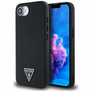 Guess Grained Triangle MagSafe ümbris jaoks iPhone 16e - must
