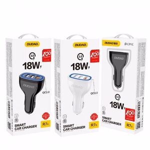 Autolaadija Dudao R7S QC3.0 Quick Charge 18W must (pordid: 3xUSB)