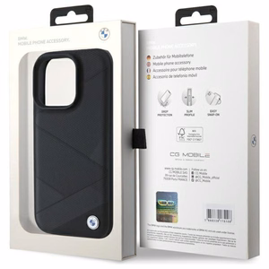 BMW Sign Leather Crossing Lines Pattern iPhone 16 Pro Max Ümbris - must
