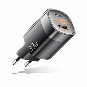 Laadija Essager GaN Ling must 33W (PD / QC3.0) LED ekraaniga
