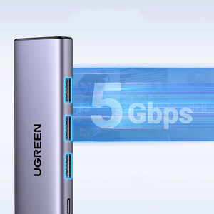 Ugreen CM511 15597 5in1 jaotur USB-C - USB-C PD / HDMI / 3x USB-A 3.0 - hall