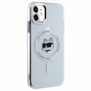 Karl Lagerfeld IML Metal Choupette Head MagSafe iPhone 11 Ümbris - valge
