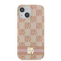 DKNY IML Checkered Mono Pattern & Printed Stripes MagSafe ümbris jaoks iPhone 15 / 14 / 13 - roosa