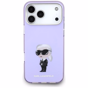 Karl Lagerfeld IML Aquarelle Karl & Choupette & Logo MagSafe Ümbris jaoks iPhone 17 Pro Max - Purple