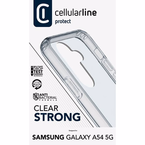 Cellularline Clear Strong ümbris seadmele Samsung Galaxy A54 5G, integreeritud antibakteriaalse koostisega, läbipaistev