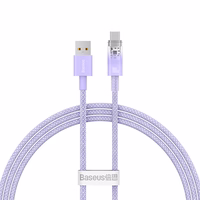 Baseus Explorer 100W USB-A - USB-C Kaabel with Intelligent Temperature Sensor 1m - Purple