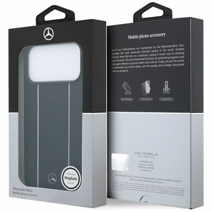 Mercedes Leather Star Pattern Stripes MagSafe Ümbris jaoks iPhone 17 Pro Max - Must