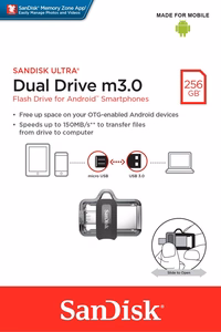 SanDisk Ultra Dual m3.0 USB mälupulk 256 GB USB Type-A / Micro-USB 3.2 Gen 1 must, hõbedane, läbipaistev
