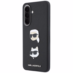 Karl Lagerfeld ümbris Karl&Choupette Heads Pins&Logo kujundusega Samsung Galaxy A57 5G jaoks, must