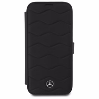Mercedes MB Waves Leather Ümbris jaoks iPhone 16 Pro Max - must