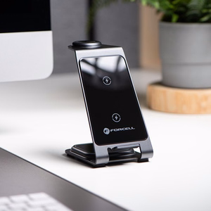 Беспроводное зарядное устройство Forcell F-Energy 3in1 Simply Charge алюминий совместимо с Apple Watch и Samsung Watch серый