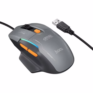 Hoco GM52 RGB juhtmega mängurihiir, must ja hall