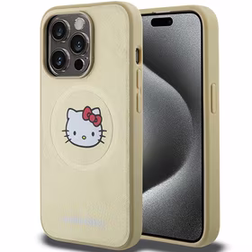 Hello Kitty Leather Kitty Head MagSafe ümbris jaoks iPhone 13 Pro Max - kuldne