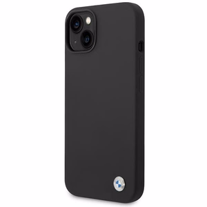 BMW Silicone Metal Logo Ümbris jaoks iPhone 14 - must
