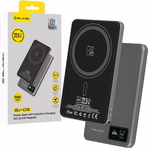 Blavec BJ-03 5000mAh üliõhuke 7.8mm magnetiline MagSafe’iga ühilduv 3-in-1 akupank, Type-C, 22.5W, hall alumiinium (PBBJ03-MC5G)