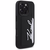 Karl Lagerfeld HC Grained PU Cardslot Metal Signature iPhone 16 Pro Ümbris - must