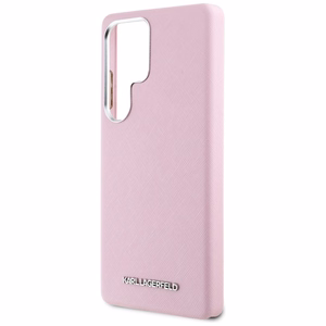 Karl Lagerfeld Saffiano Full Wrapped Elongated Metal Logo MagSafe Ümbris jaoks Samsung Galaxy S25 Ultra - roosa