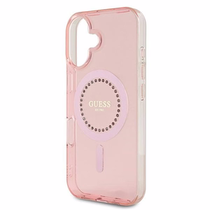 Guess IML Rhinestones MagSafe iPhone 16 Ümbris - Roosa