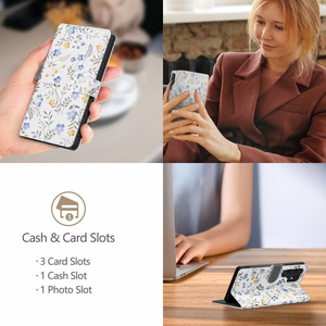 Tech-Protect Wallet Ümbris jaoks Samsung Galaxy A26 5G / A17 4G / 5G - Daisies with Leaves